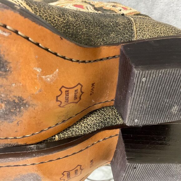 Nine West Leather Cowboy/ girl Boots Rodeo Women’s size  5.5 Inlaid Pattern - Picture 9 of 13